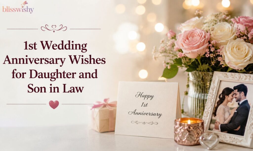 1st Wedding Anniversary Wishes for Daughter and Son in Law​