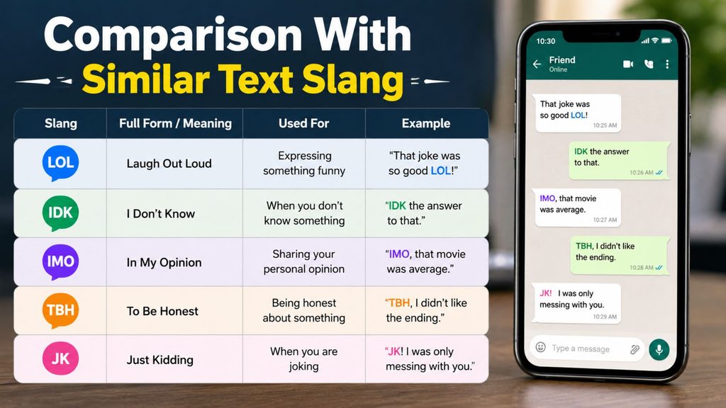 Comparison With Similar Text Slang