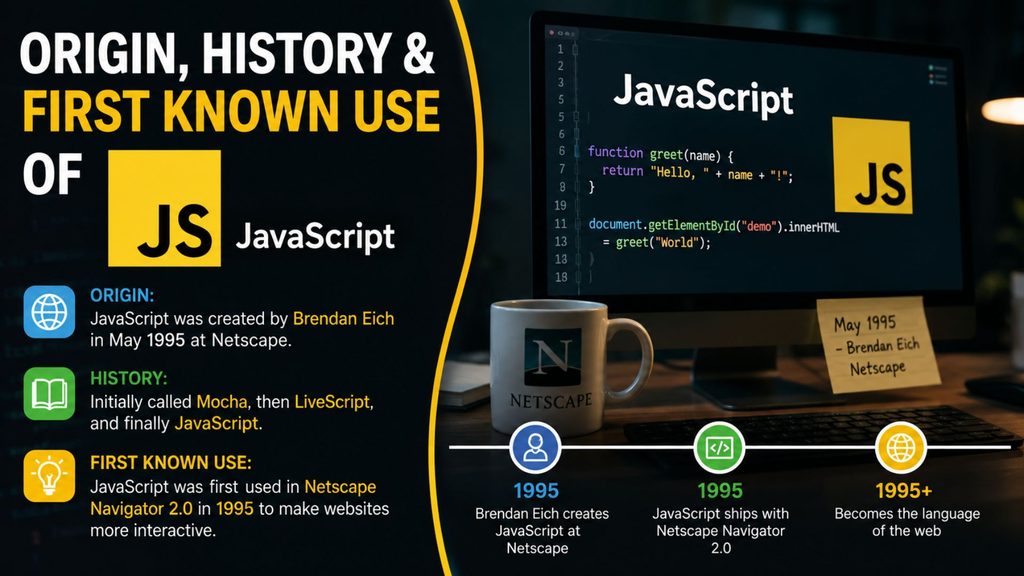 Origin, History & First Known Use of JS